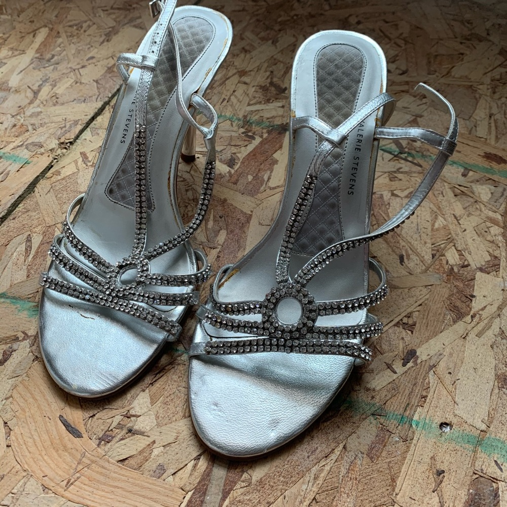 Silver pump heels